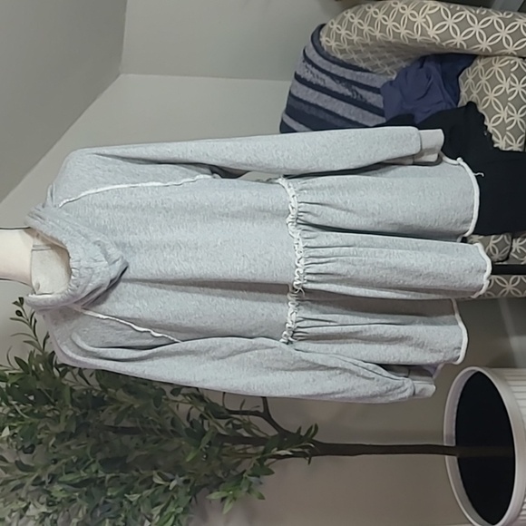 Easel Gray Boho Over Sized Zip-Up Jacket Hoodie Medium - Picture 2 of 3